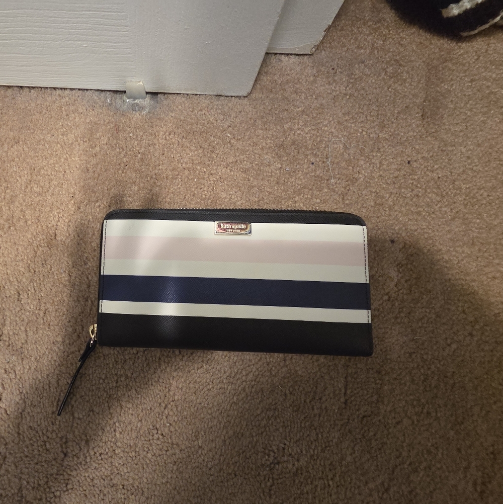 Kate Spade Black, White, Pink And Navy Striped Tote Bag With Matching Wallet - Picture 7 of 11